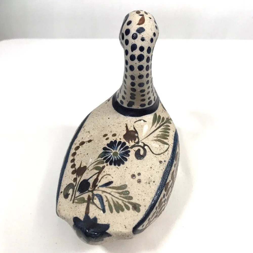 Tonala Santana Pottery Bird Dove Duck Hand-Painted Mexican Folk Art Vtg Signed